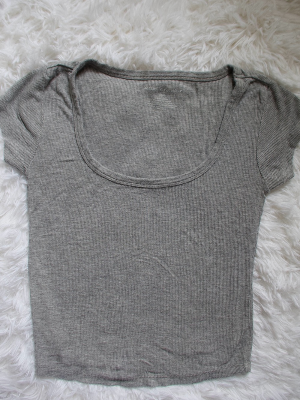Ribbed Grey Scoop-Neck Crop Top